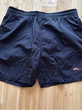 MENS NO FEAR X-LARGE BLACK SWIM TRUNKS 100% NYLON LINED ELASTIC DRAWSTRING